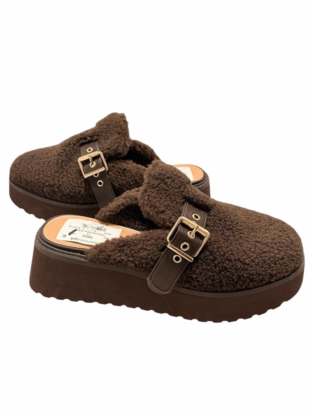 Dolce Vita Cozy Faux Shearling Platform Clog Slip On in brown NWT 7.5